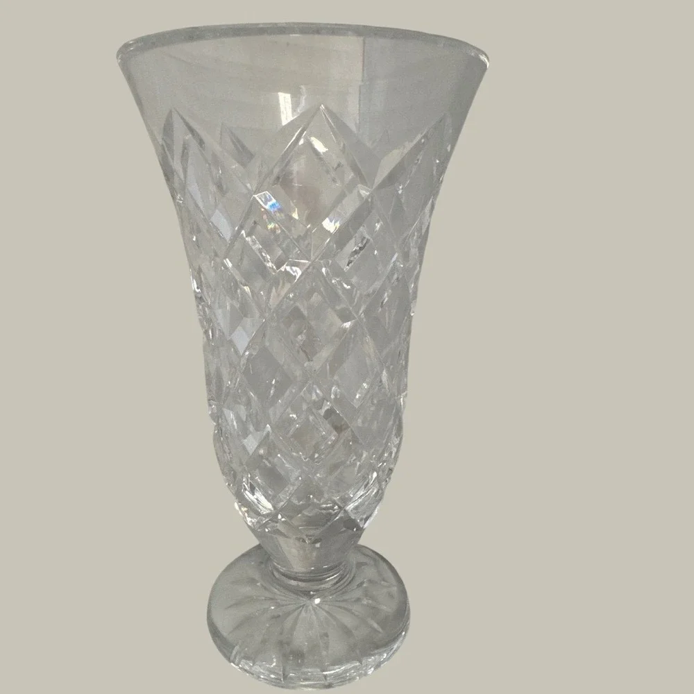 Waterford Crystal Lismore 7 Inch Footed Trumpet Vase Cut Lead Glass Clear